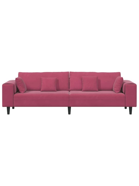 Samta dīvāns ar spilvenu vīna sarkans 208 cm samts