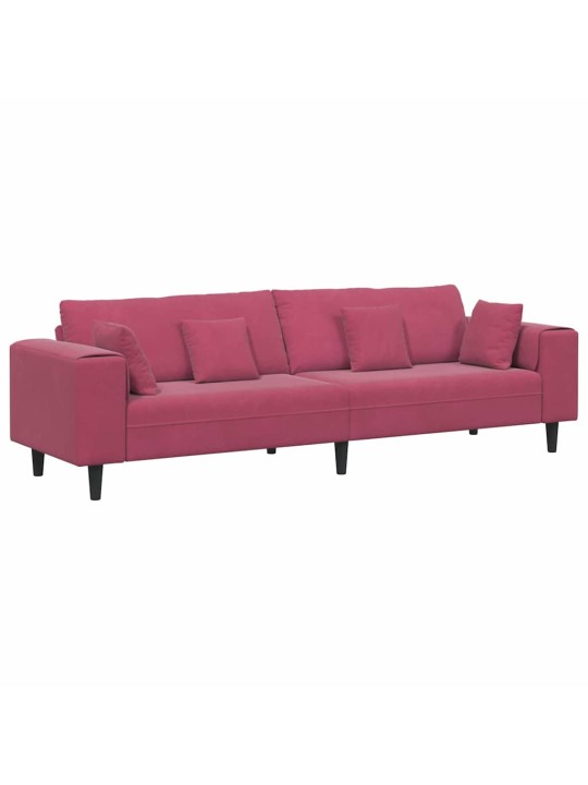 Samta dīvāns ar spilvenu vīna sarkans 208 cm samts