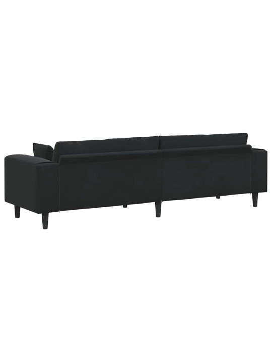 Samta dīvāns ar spilvenu melna 208 cm samts