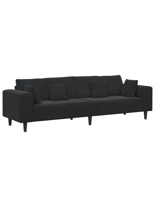 Samta dīvāns ar spilvenu melna 208 cm samts
