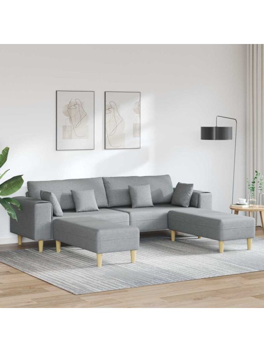Auduma dīvāns ar spilvenu 3 pcs gaiši pelēks 208 cm audums