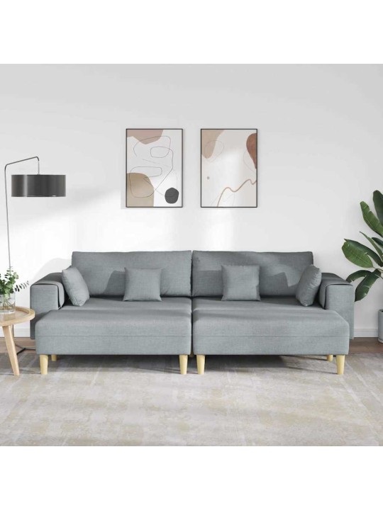 Auduma dīvāns ar spilvenu 3 pcs gaiši pelēks 208 cm audums