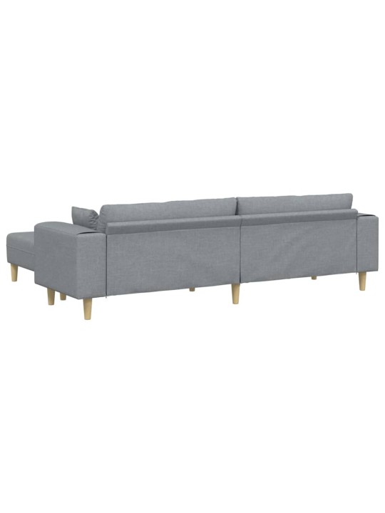 Auduma dīvāns ar spilvenu 3 pcs gaiši pelēks 208 cm audums