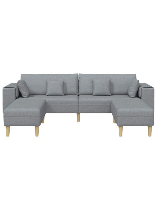 Auduma dīvāns ar spilvenu 3 pcs gaiši pelēks 208 cm audums