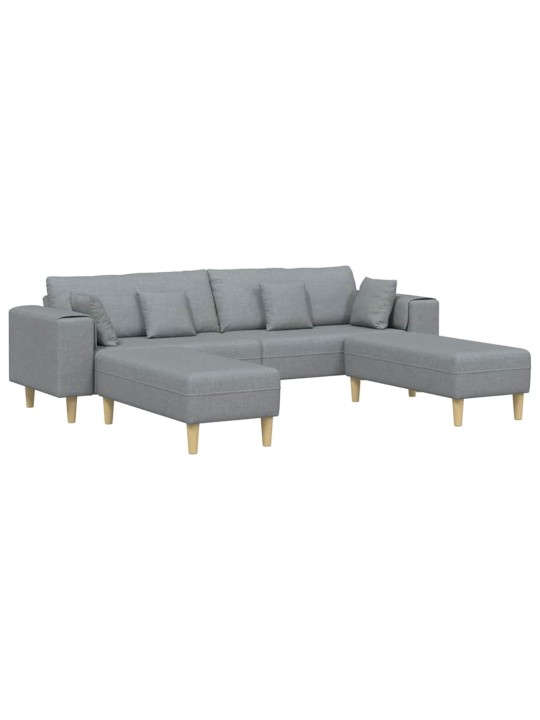 Auduma dīvāns ar spilvenu 3 pcs gaiši pelēks 208 cm audums