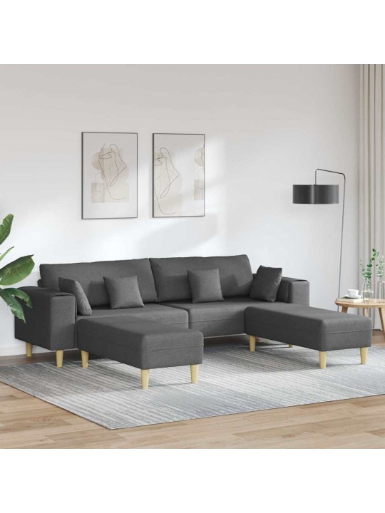 Auduma dīvāns ar spilvenu 3 pcs tumši pelēks 208 cm audums