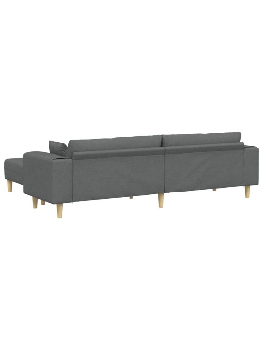 Auduma dīvāns ar spilvenu 3 pcs tumši pelēks 208 cm audums