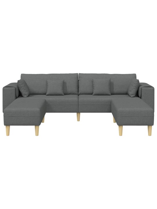 Auduma dīvāns ar spilvenu 3 pcs tumši pelēks 208 cm audums