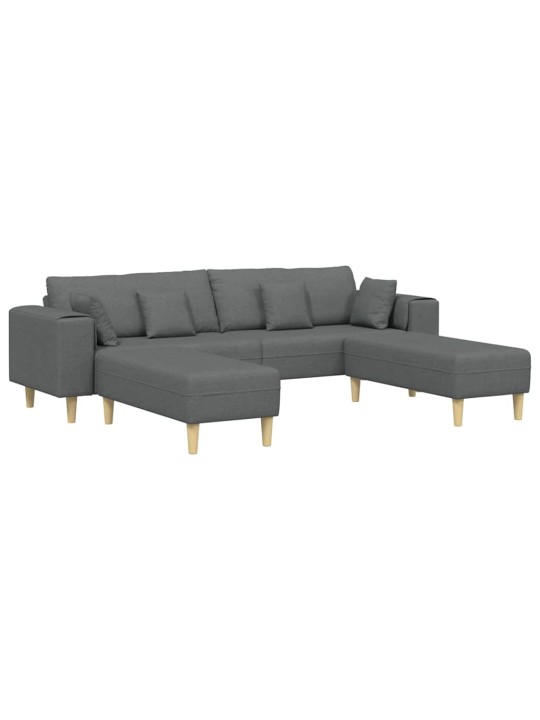 Auduma dīvāns ar spilvenu 3 pcs tumši pelēks 208 cm audums