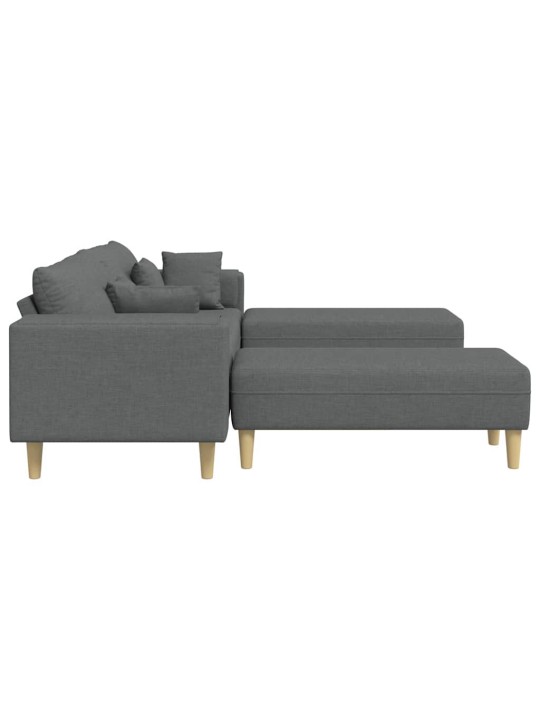 Auduma dīvāns ar spilvenu 3 pcs tumši pelēks 208 cm audums