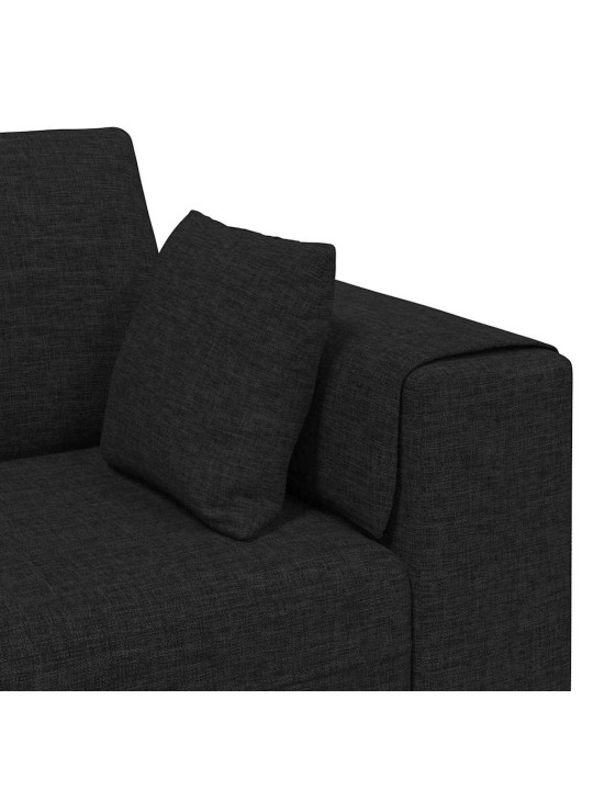 Auduma dīvāns ar spilvenu 3 pcs melna 208 cm audums