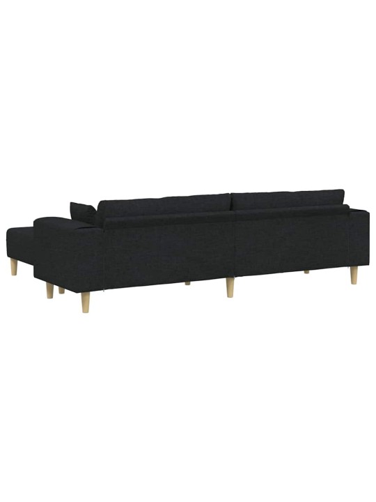 Auduma dīvāns ar spilvenu 3 pcs melna 208 cm audums