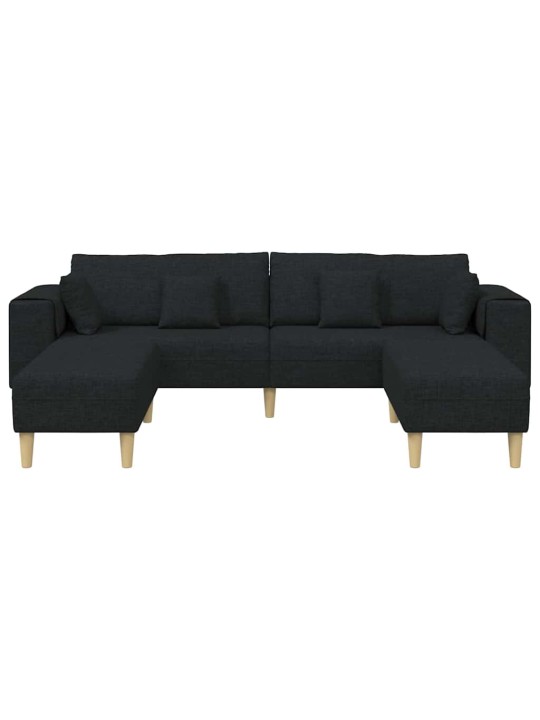 Auduma dīvāns ar spilvenu 3 pcs melna 208 cm audums