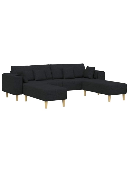 Auduma dīvāns ar spilvenu 3 pcs melna 208 cm audums