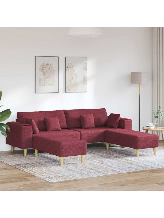 Auduma dīvāns ar spilvenu 3 pcs vīna sarkans 208 cm audums