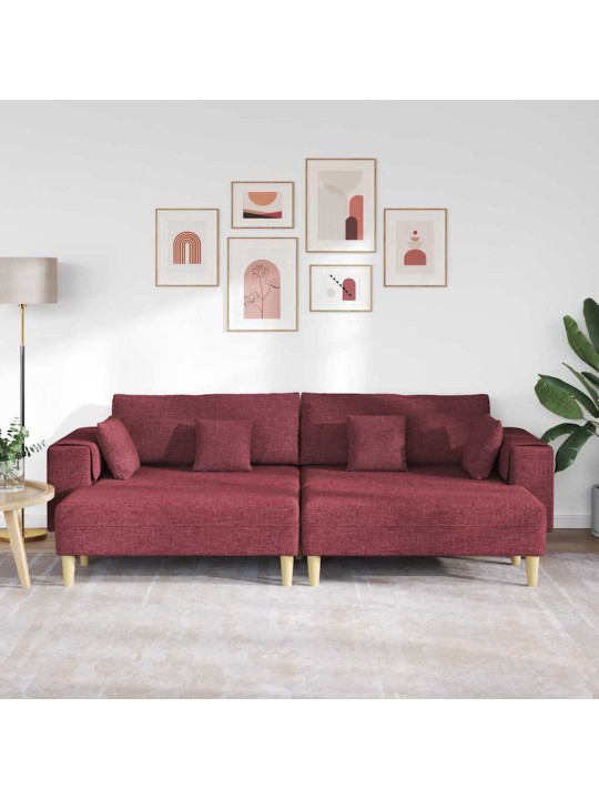 Auduma dīvāns ar spilvenu 3 pcs vīna sarkans 208 cm audums