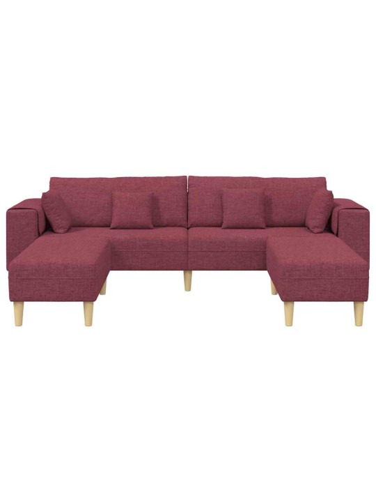 Auduma dīvāns ar spilvenu 3 pcs vīna sarkans 208 cm audums