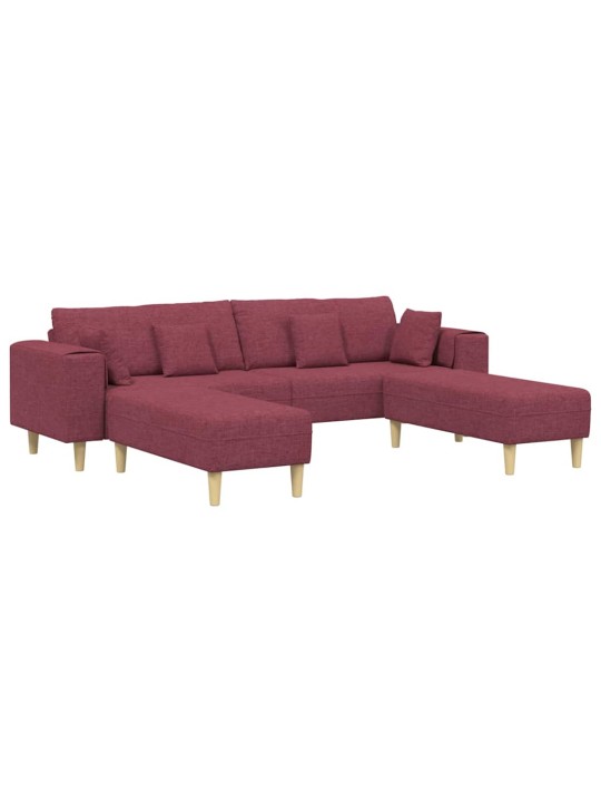 Auduma dīvāns ar spilvenu 3 pcs vīna sarkans 208 cm audums