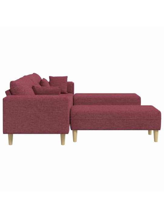 Auduma dīvāns ar spilvenu 3 pcs vīna sarkans 208 cm audums