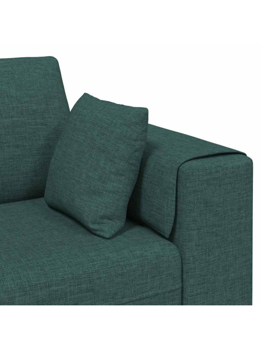 Auduma dīvāns ar spilvenu 3 pcs tumši zaļš 208 cm audums