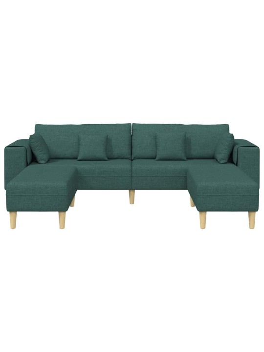 Auduma dīvāns ar spilvenu 3 pcs tumši zaļš 208 cm audums