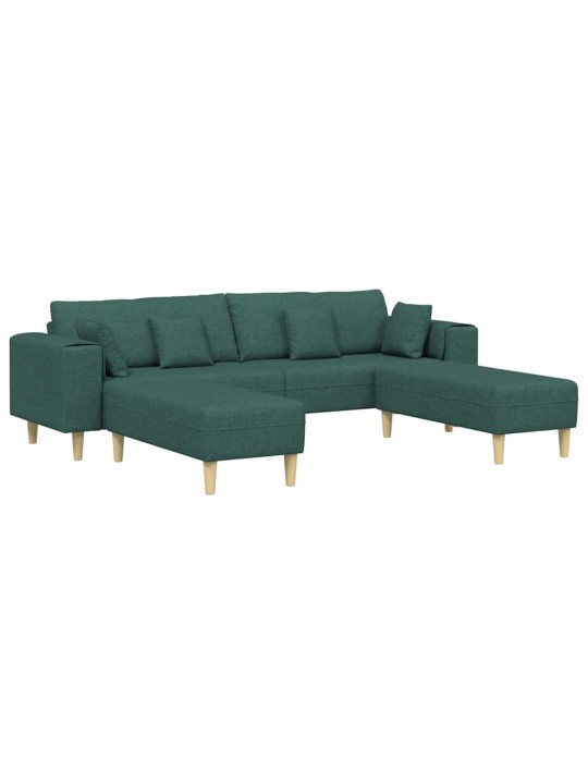 Auduma dīvāns ar spilvenu 3 pcs tumši zaļš 208 cm audums