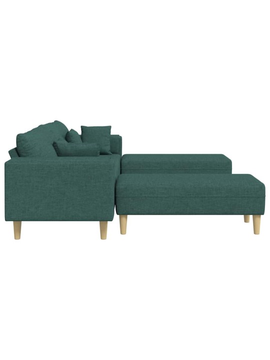 Auduma dīvāns ar spilvenu 3 pcs tumši zaļš 208 cm audums