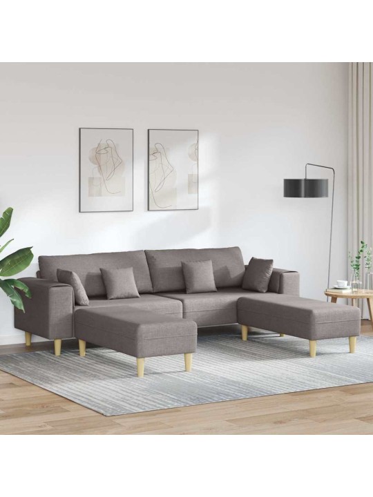 Auduma dīvāns ar spilvenu 3 pcs pelēkbrūna 208 cm audums