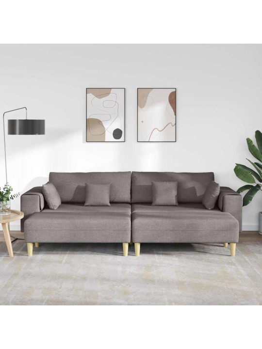 Auduma dīvāns ar spilvenu 3 pcs pelēkbrūna 208 cm audums