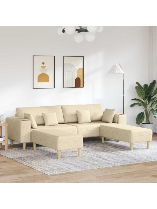 Auduma dīvāns ar spilvenu 3 pcs krēmkrāsa 208 cm audums
