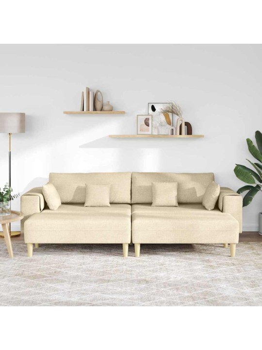 Auduma dīvāns ar spilvenu 3 pcs krēmkrāsa 208 cm audums