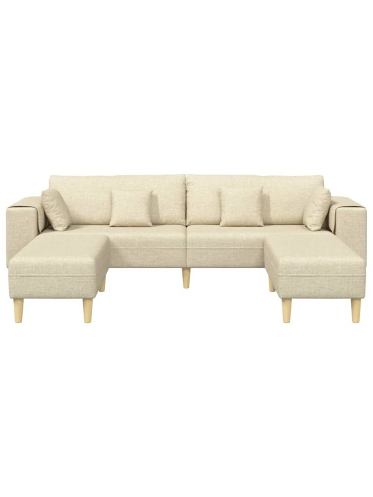 Auduma dīvāns ar spilvenu 3 pcs krēmkrāsa 208 cm audums