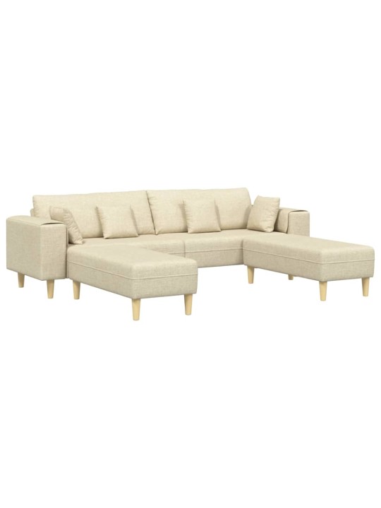 Auduma dīvāns ar spilvenu 3 pcs krēmkrāsa 208 cm audums