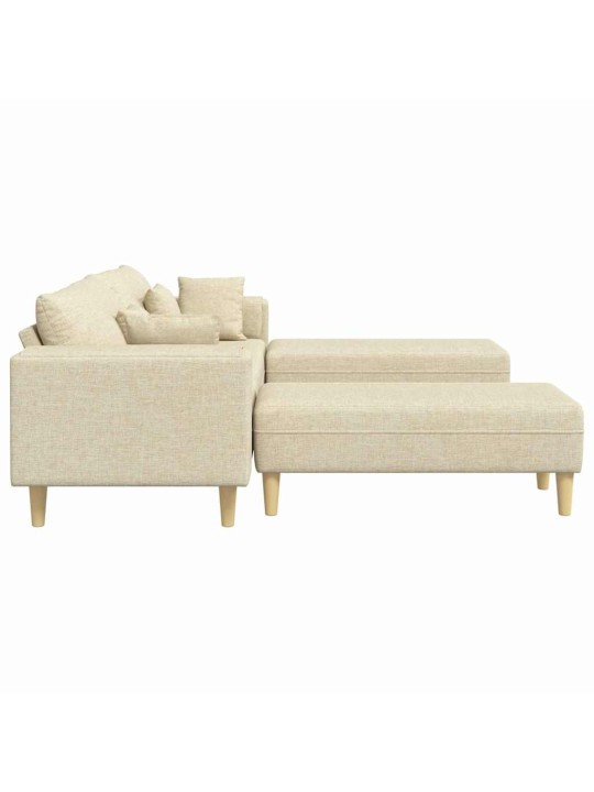 Auduma dīvāns ar spilvenu 3 pcs krēmkrāsa 208 cm audums