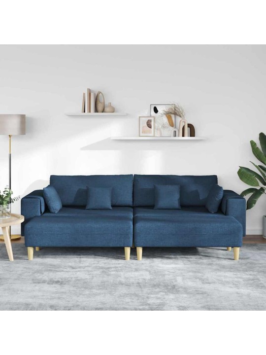 Auduma dīvāns ar spilvenu 3 pcs zila 208 cm audums