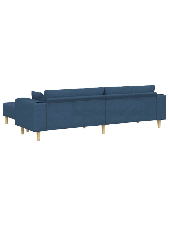 Auduma dīvāns ar spilvenu 3 pcs zila 208 cm audums