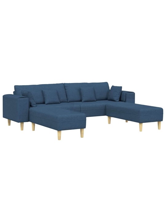 Auduma dīvāns ar spilvenu 3 pcs zila 208 cm audums
