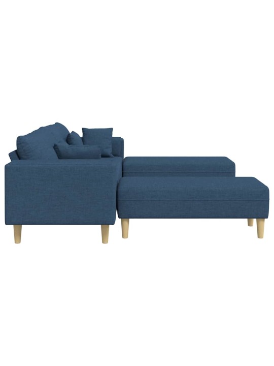 Auduma dīvāns ar spilvenu 3 pcs zila 208 cm audums