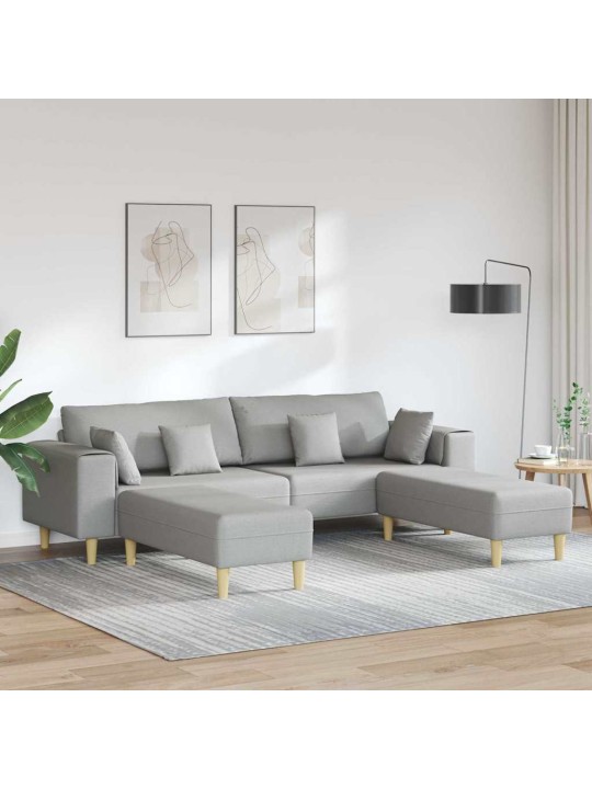 Auduma dīvāns ar spilvenu 3 pcs mākoņu pelēka 208 cm audums