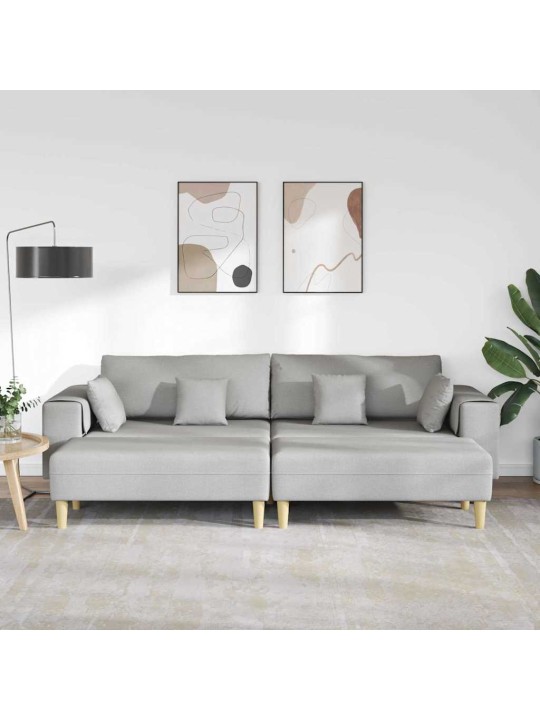 Auduma dīvāns ar spilvenu 3 pcs mākoņu pelēka 208 cm audums