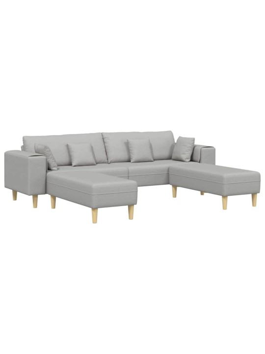 Auduma dīvāns ar spilvenu 3 pcs mākoņu pelēka 208 cm audums