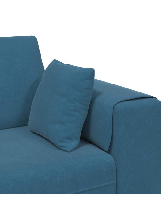 Samta dīvāns ar spilvenu 3 pcs zila 208 cm samts