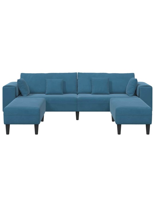 Samta dīvāns ar spilvenu 3 pcs zila 208 cm samts
