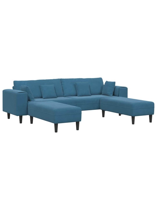 Samta dīvāns ar spilvenu 3 pcs zila 208 cm samts