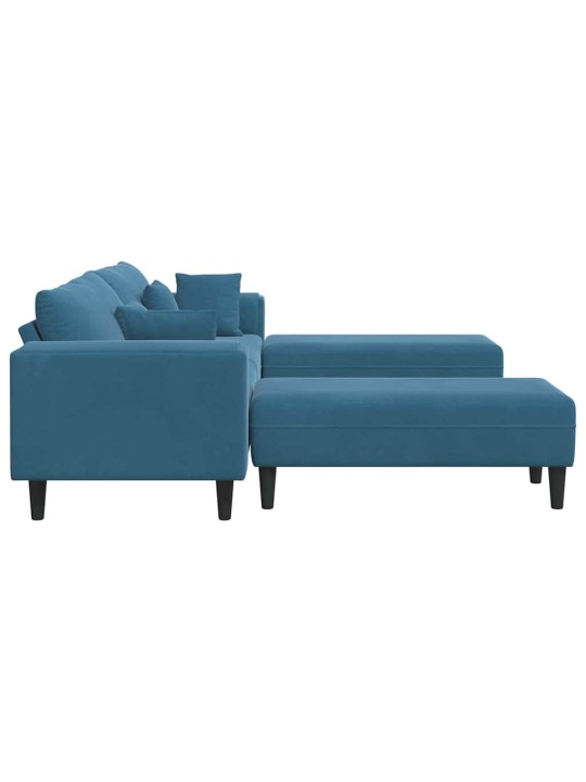 Samta dīvāns ar spilvenu 3 pcs zila 208 cm samts