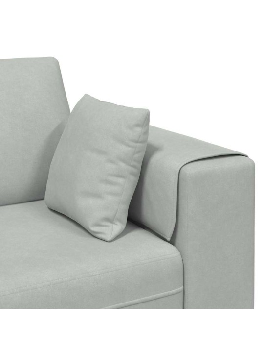 Samta dīvāns ar spilvenu 3 pcs gaiši pelēks 208 cm samts