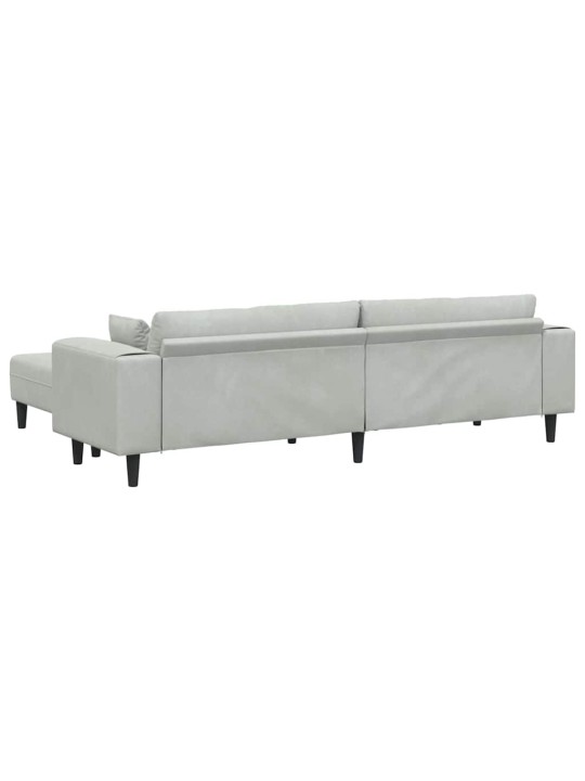 Samta dīvāns ar spilvenu 3 pcs gaiši pelēks 208 cm samts