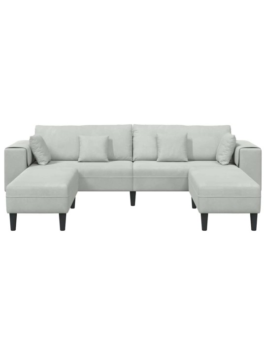Samta dīvāns ar spilvenu 3 pcs gaiši pelēks 208 cm samts