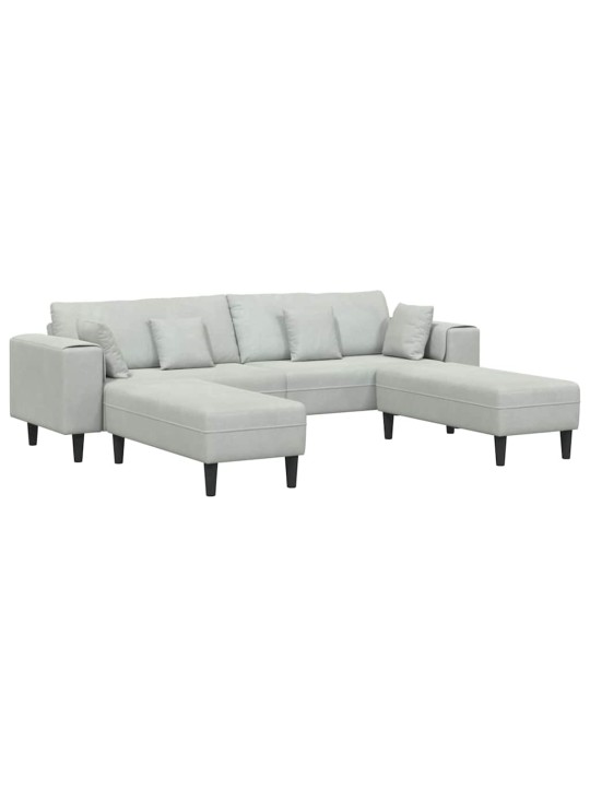 Samta dīvāns ar spilvenu 3 pcs gaiši pelēks 208 cm samts
