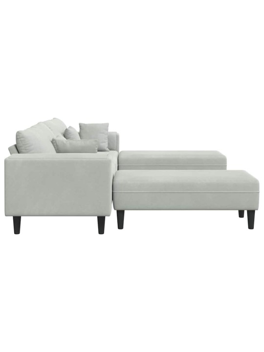 Samta dīvāns ar spilvenu 3 pcs gaiši pelēks 208 cm samts